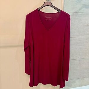 Plus size Susan Graver Modern Essentials Long Sleeve Top – Deep Red, Size 2X